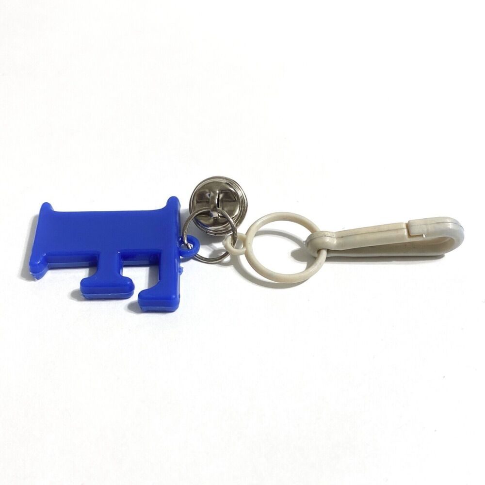 Letter F Blue Clip Bell Charm Alphabet Plastic Chain Necklace Accessory 80s ABC* - Picture 3 of 8